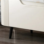 Mobile TV 71" con ripiani e cassetti in legno beige e vetro