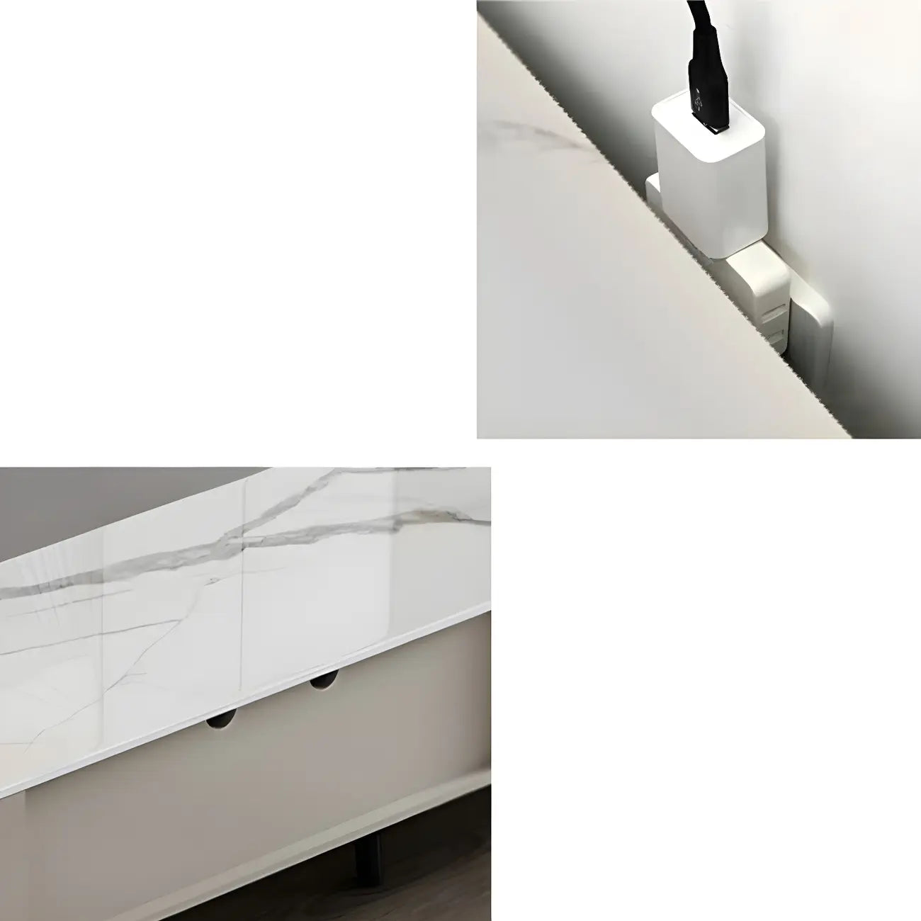 Mobile TV 71" con ripiani e cassetti in legno beige e vetro
