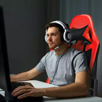 Chaise de massage gaming Costway inclinable avec support lombaire massant et repose-pieds