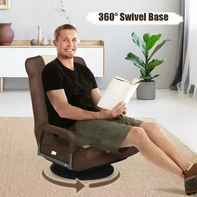 Chaise de jeu au sol pivotante à 360 degrés Costway avec dossier pliable et réglable