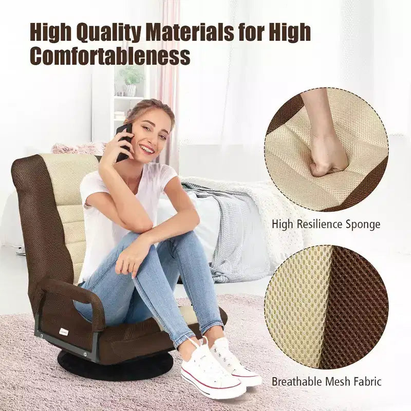 Chaise de jeu au sol pivotante à 360 degrés Costway avec dossier pliable et réglable