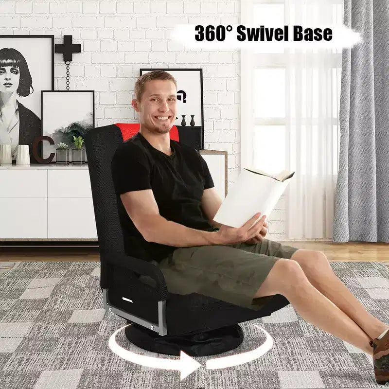 Chaise de jeu au sol pivotante à 360 degrés Costway avec dossier pliable et réglable