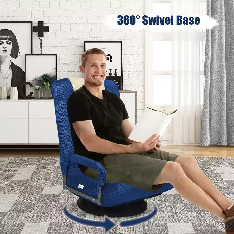 Chaise de jeu au sol pivotante à 360 degrés Costway avec dossier pliable et réglable