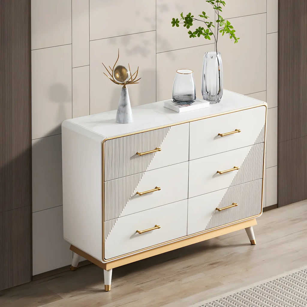 Coffres de rangement en bois beige glamour avec accents dorés