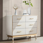 Coffres de rangement en bois beige glamour avec accents dorés