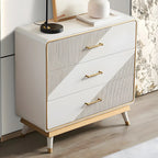 Coffres de rangement en bois beige glamour avec accents dorés