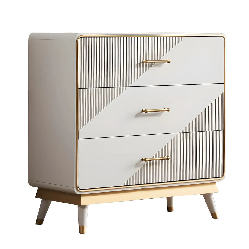 Coffres de rangement en bois beige glamour avec accents dorés