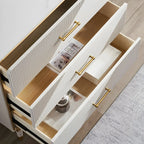 Coffres de rangement en bois beige glamour avec accents dorés