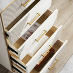Coffres de rangement en bois beige glamour avec accents dorés