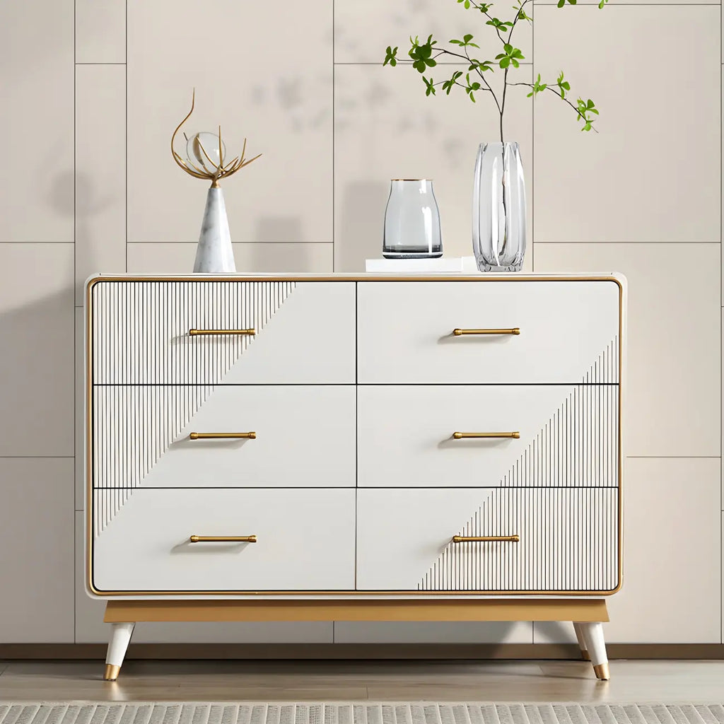 Coffres de rangement en bois beige glamour avec accents dorés