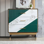 Coffres de rangement en bois beige glamour avec accents dorés