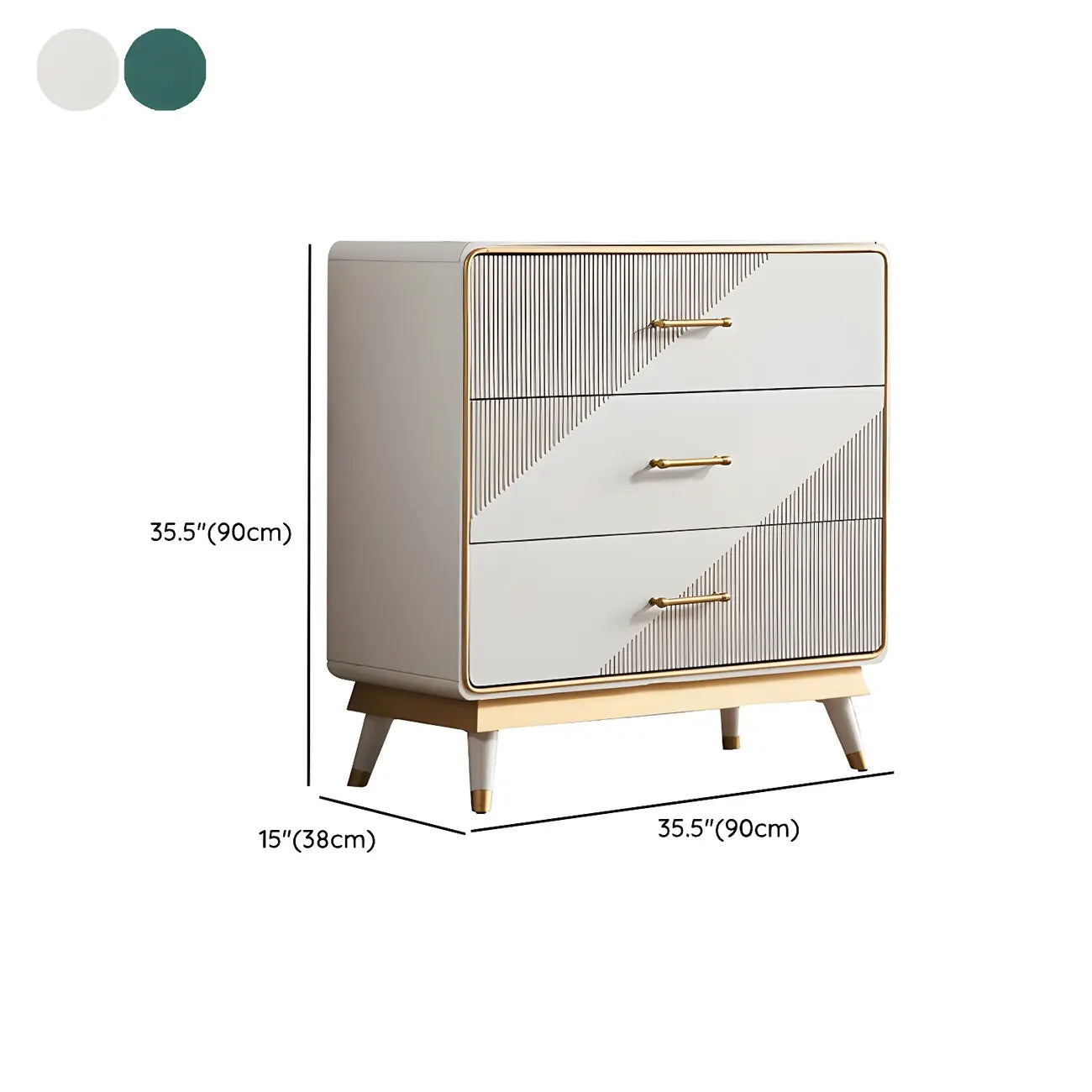Coffres de rangement en bois beige glamour avec accents dorés