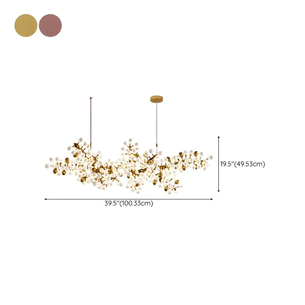 Suspension ovale en verre blanc et verre doré à un niveau