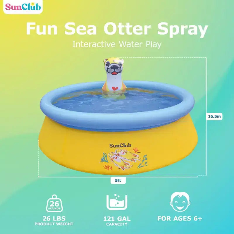 JLeisure Sun Club 12010 Piscine gonflable d'extérieur pour enfants, de 152 cm x 42 cm, pour 1 à 2 personnes, avec effet 3D, bleue
