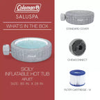 Spa gonflable rond Coleman SaluSpa Sicily AirJet pour 7 personnes avec 180 jets d'air apaisants et couvercle isolant, Gris