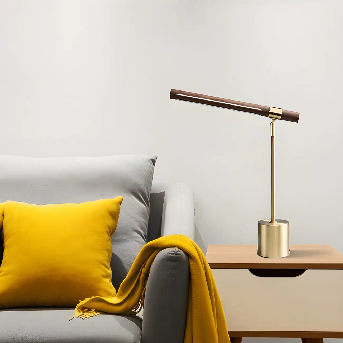 Lampe de chevet moderne linéaire dorée à LED en acrylique, à intensité variable
