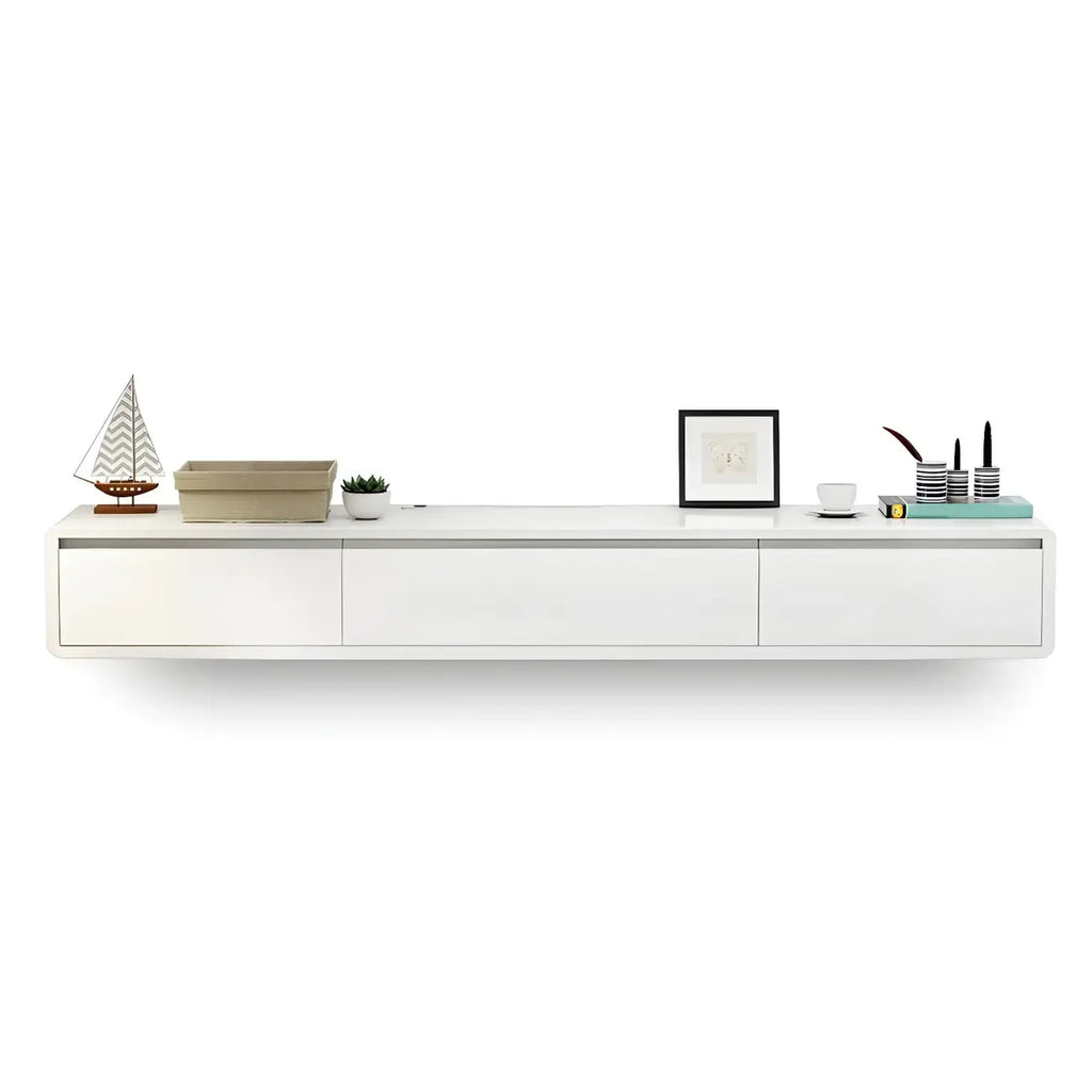 Meuble TV mural rectangulaire en bois avec rangement