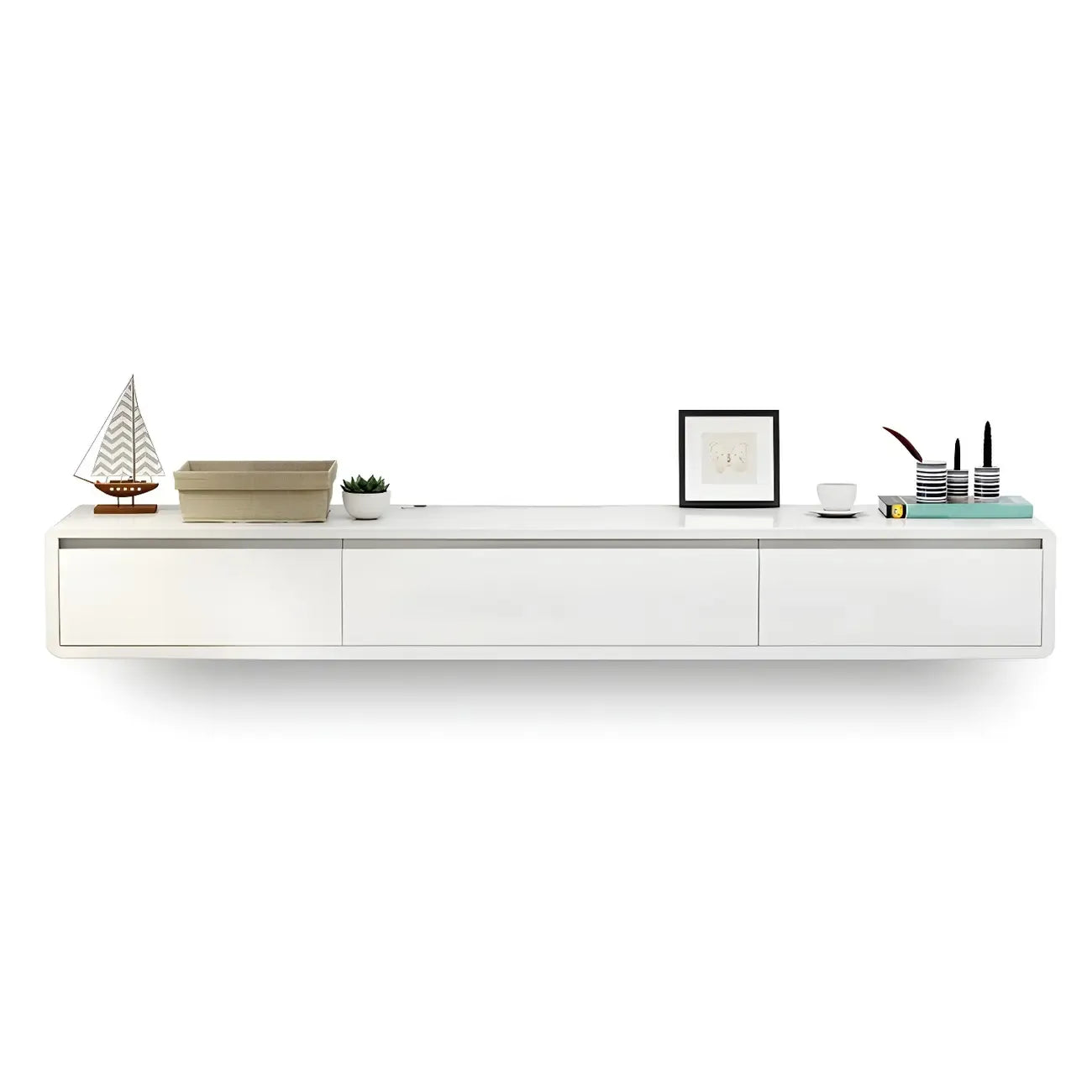 Meuble TV mural rectangulaire en bois avec rangement