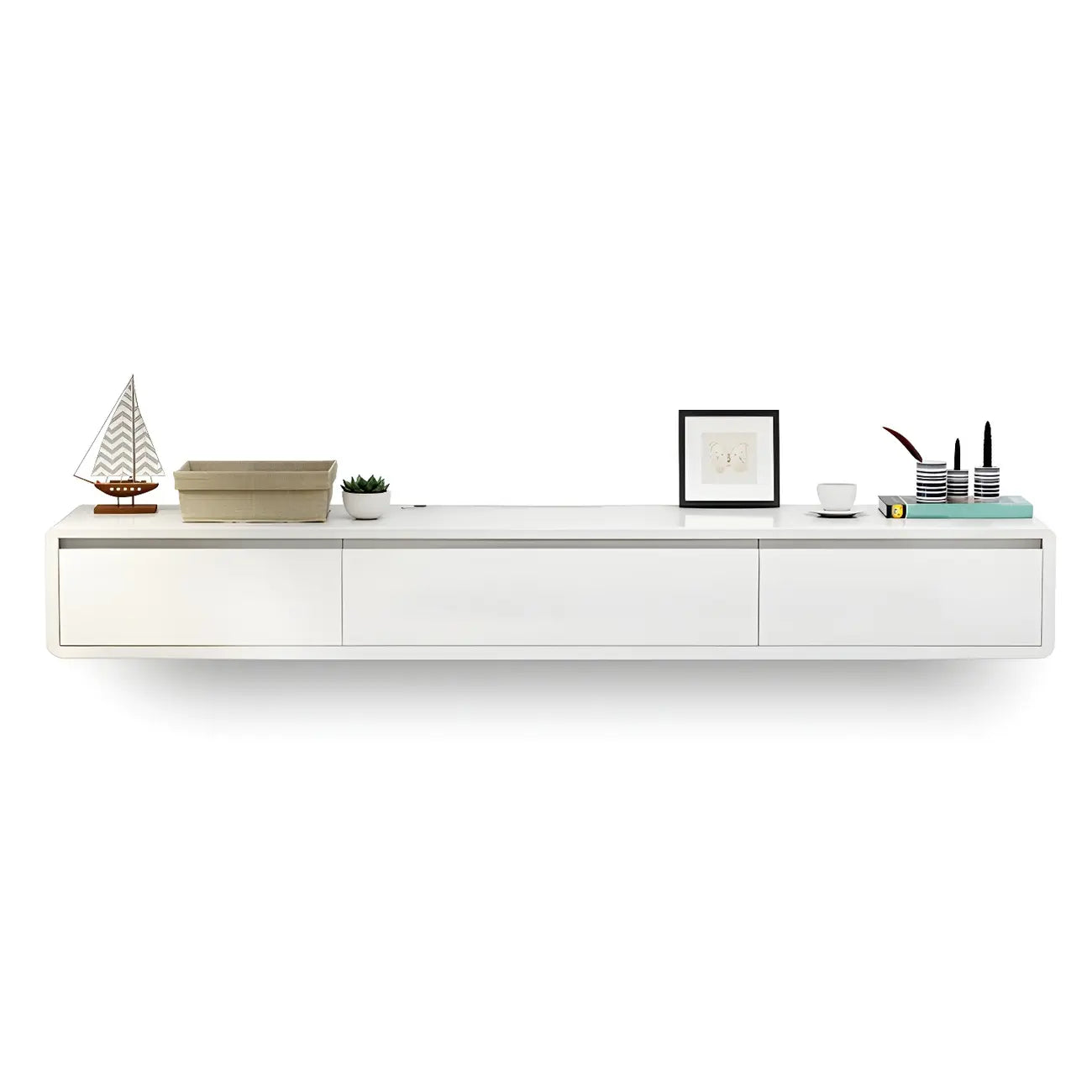 Meuble TV mural rectangulaire en bois avec rangement