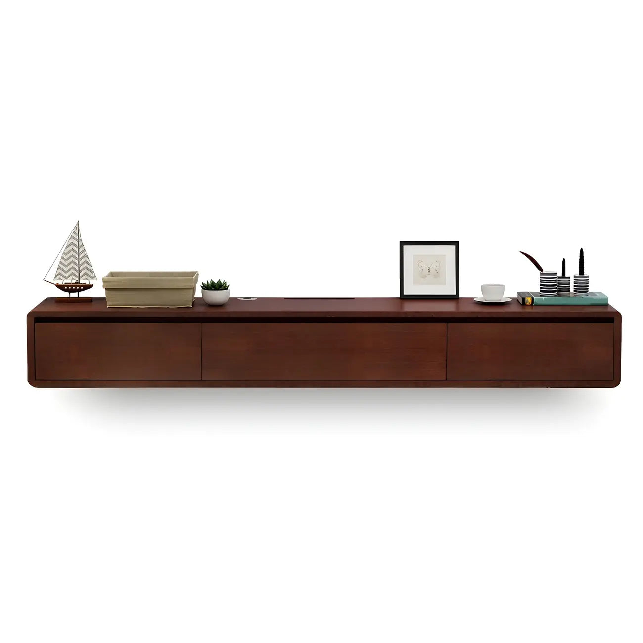 Meuble TV mural rectangulaire en bois avec rangement