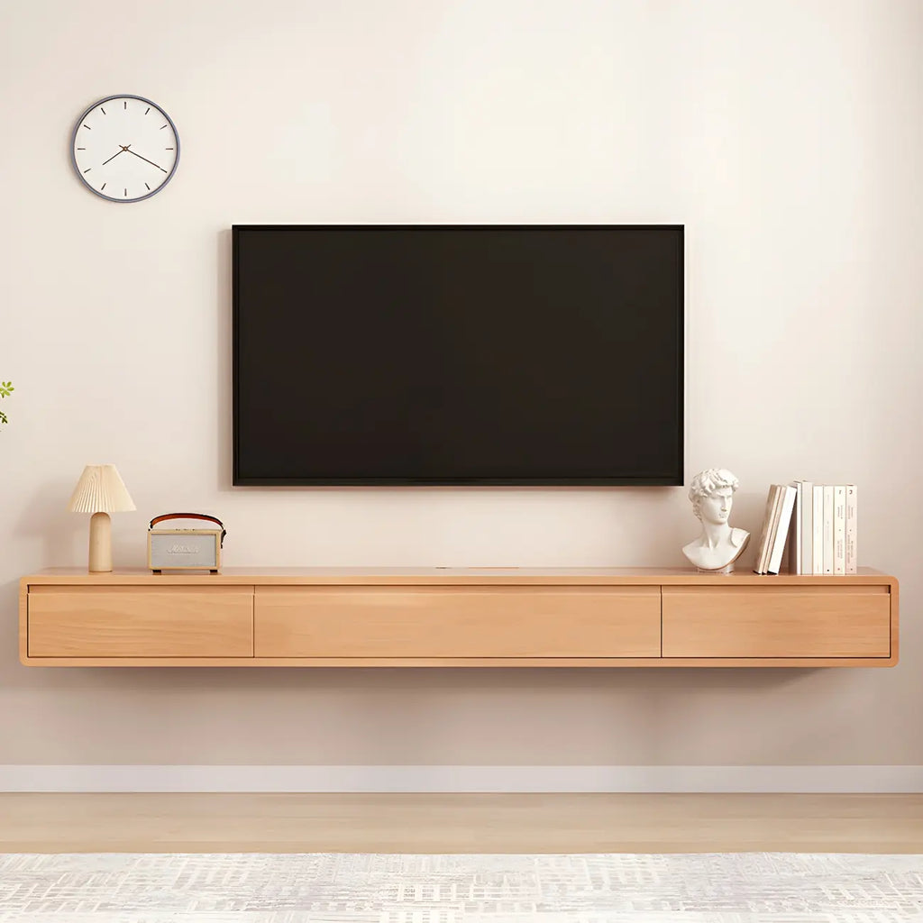 Meuble TV mural rectangulaire en bois avec rangement
