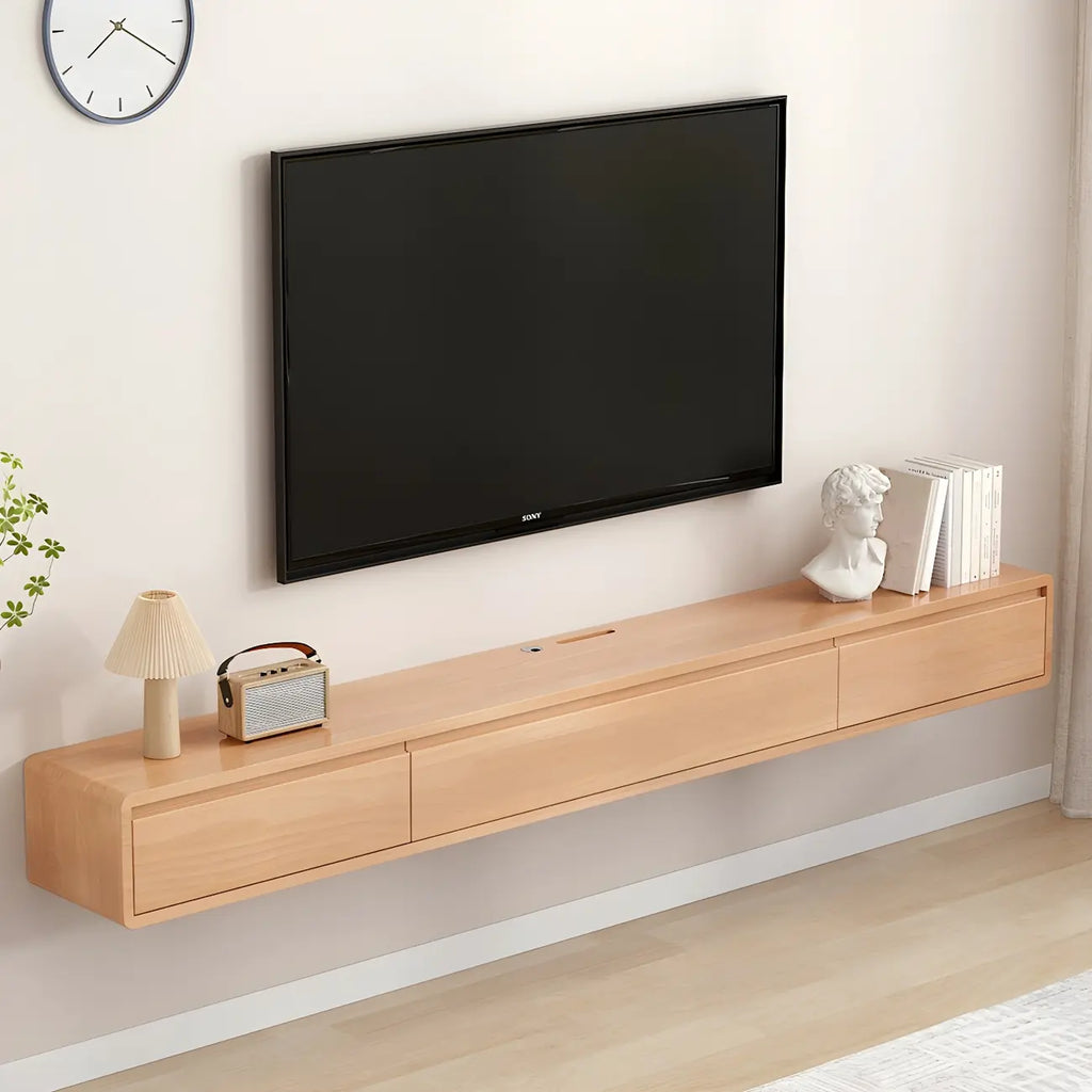 Meuble TV mural rectangulaire en bois avec rangement