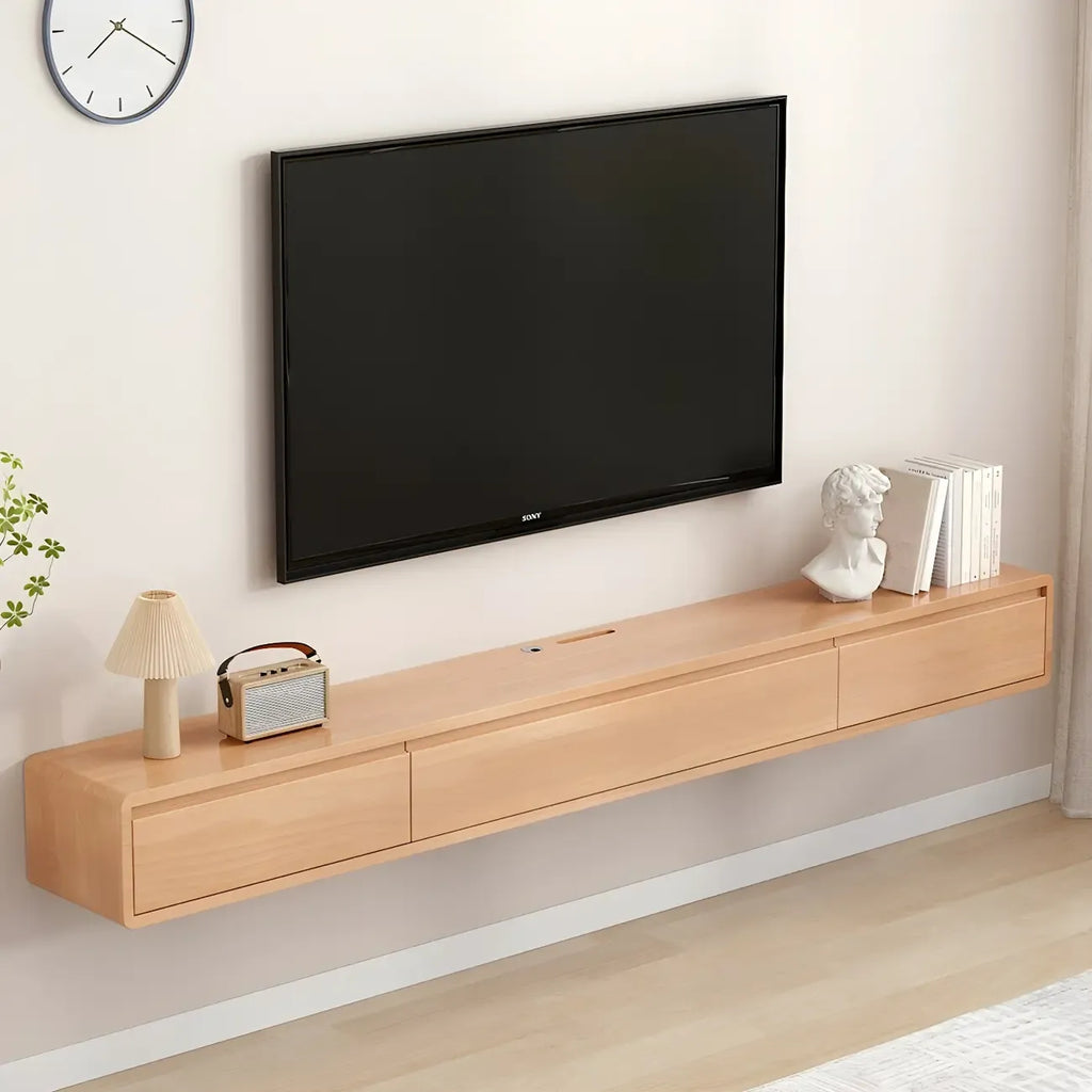 Meuble TV mural rectangulaire en bois avec rangement
