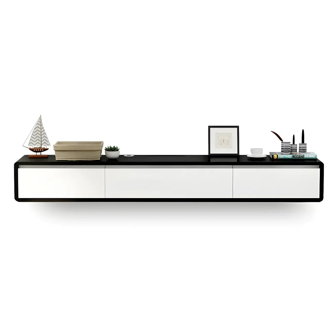 Meuble TV mural rectangulaire en bois avec rangement