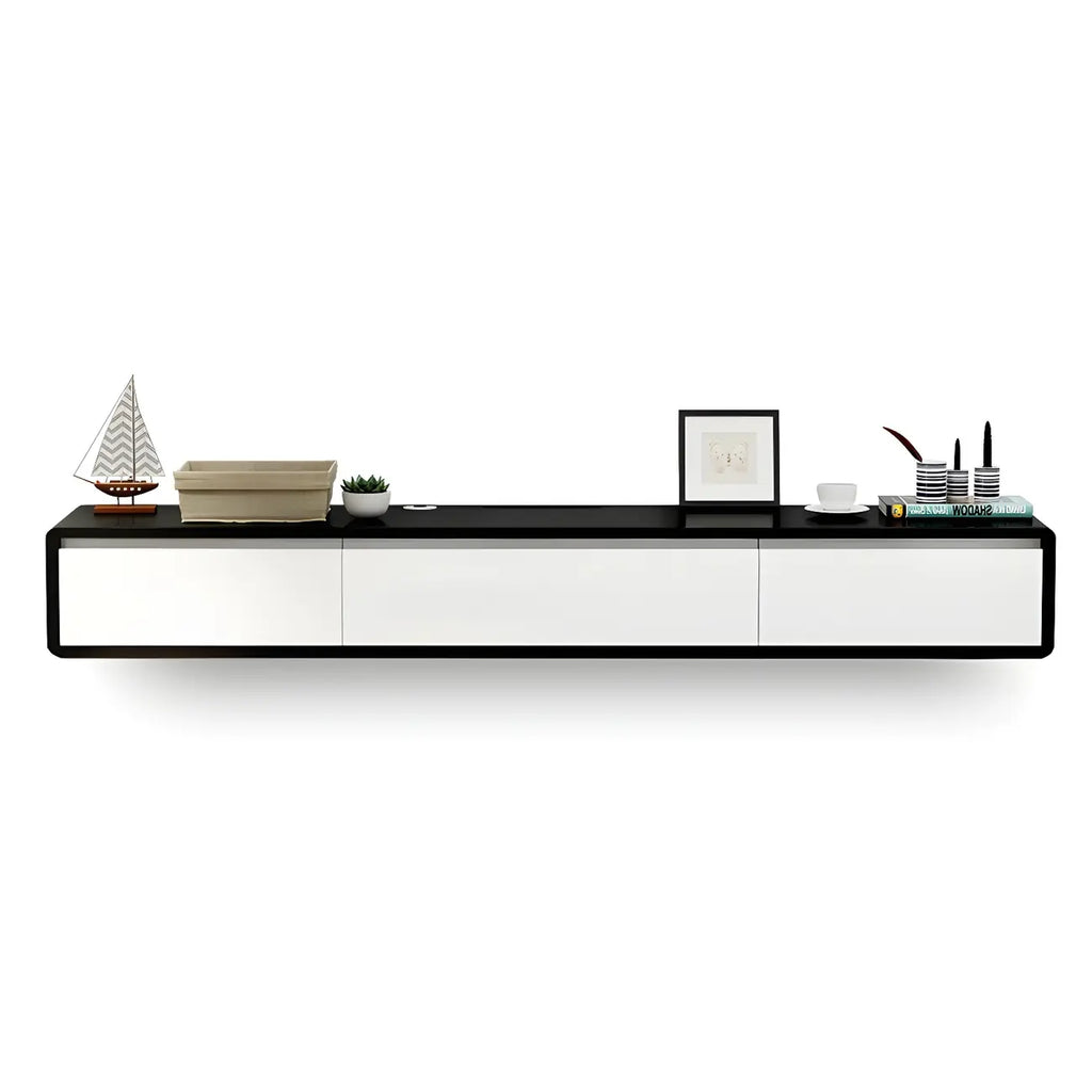 Meuble TV mural rectangulaire en bois avec rangement