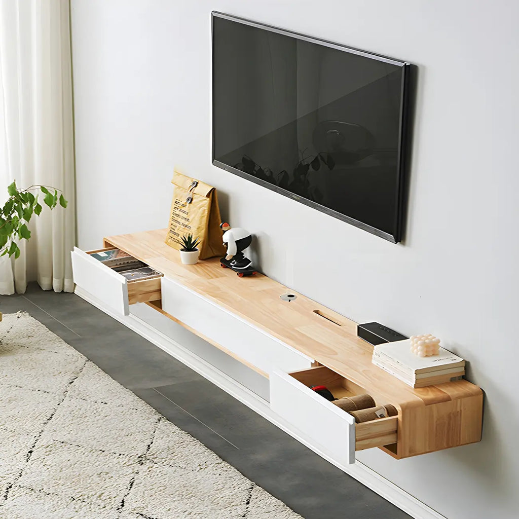Meuble TV mural rectangulaire en bois avec rangement