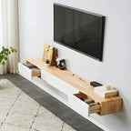 Meuble TV mural rectangulaire en bois avec rangement