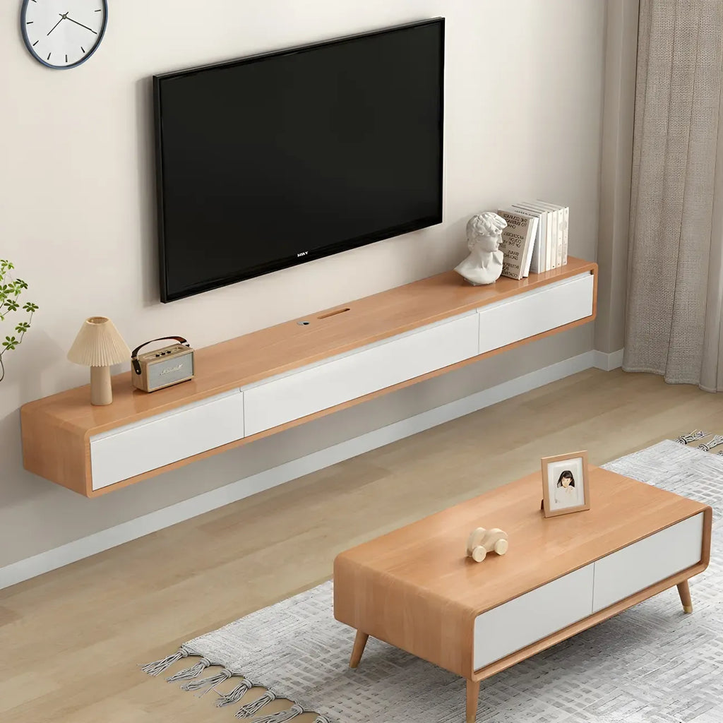 Meuble TV mural rectangulaire en bois avec rangement