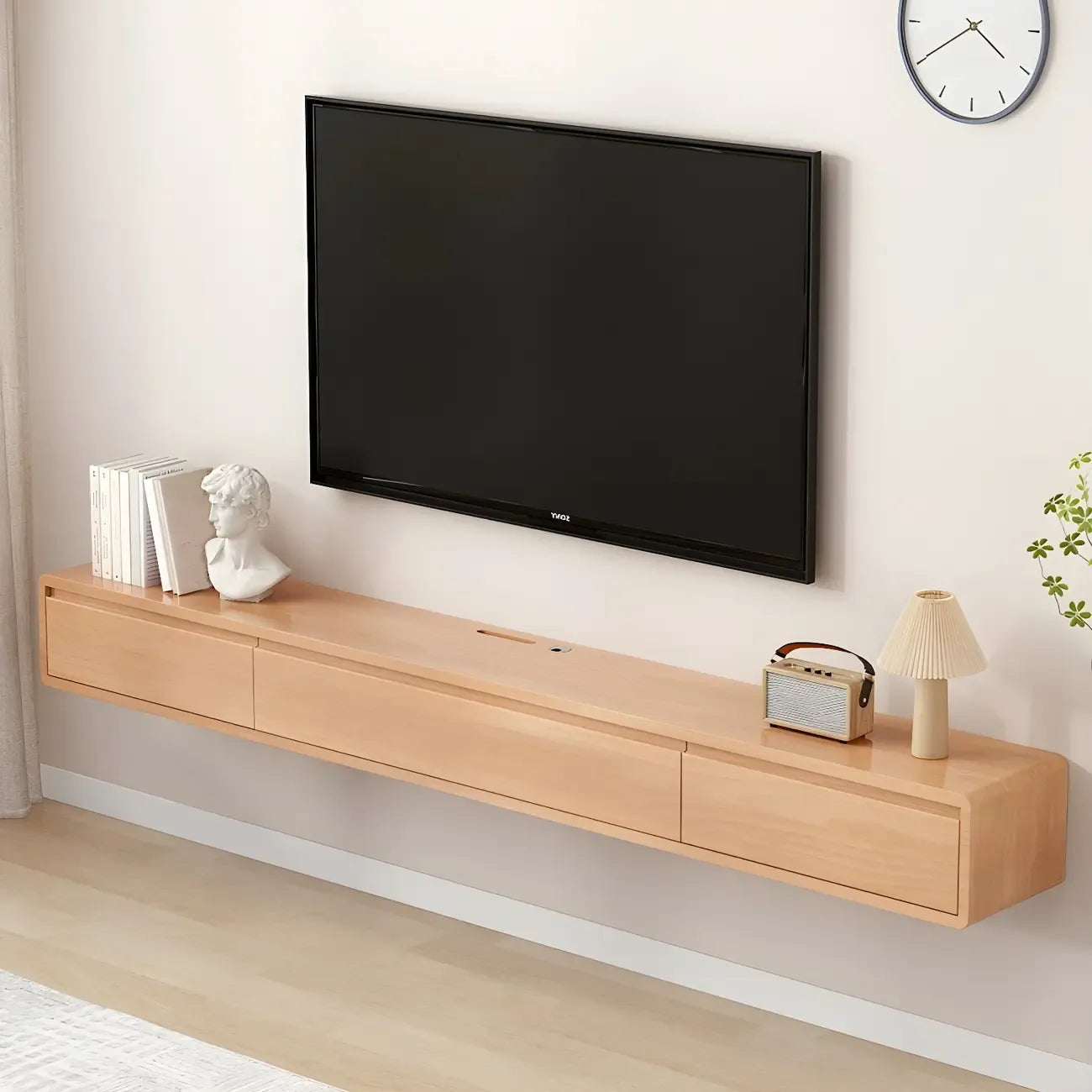 Meuble TV mural rectangulaire en bois avec rangement