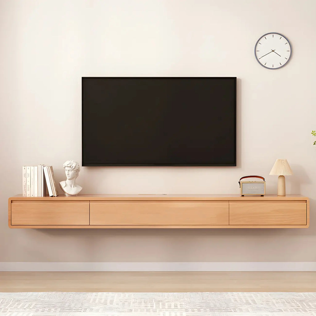 Meuble TV mural rectangulaire en bois avec rangement