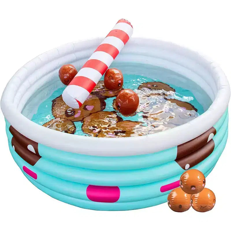 Large Inflatable Kiddie Pool for Kids & Family- 5.5 FT Backyard Swimming Pool w Mini Boba Beach Balls & Pool Noodle Straw- Toddlers & Kids 3+
