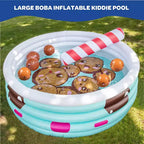 Grande piscine gonflable pour enfants et famille - Piscine de jardin de 1,7 m avec mini-ballons de plage Boba et paille de nouille de piscine - Pour tout-petits et enfants de 3 ans et plus