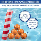 Grande piscine gonflable pour enfants et famille - Piscine de jardin de 1,7 m avec mini-ballons de plage Boba et paille de nouille de piscine - Pour tout-petits et enfants de 3 ans et plus