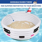 SCS Direct Aquamazing Grande Piscine Gonflable pour Enfants – Thème Bol de Ramen Mignon avec Coussinets et Accessoires de Jeu Flottants – Mesure 170 x 66 cm, Taille Familiale