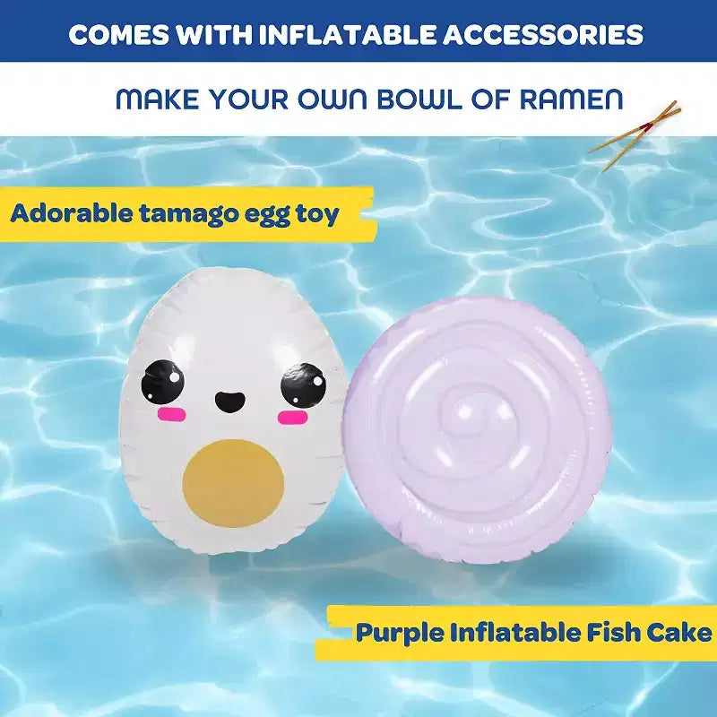 SCS Direct Aquamazing Grande Piscine Gonflable pour Enfants – Thème Bol de Ramen Mignon avec Coussinets et Accessoires de Jeu Flottants – Mesure 170 x 66 cm, Taille Familiale