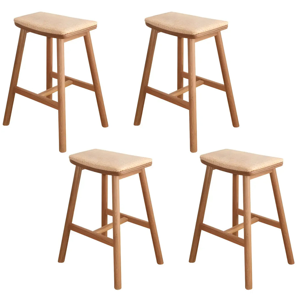 Tabourets de bar sans dossier en rotin et bois de chêne brun