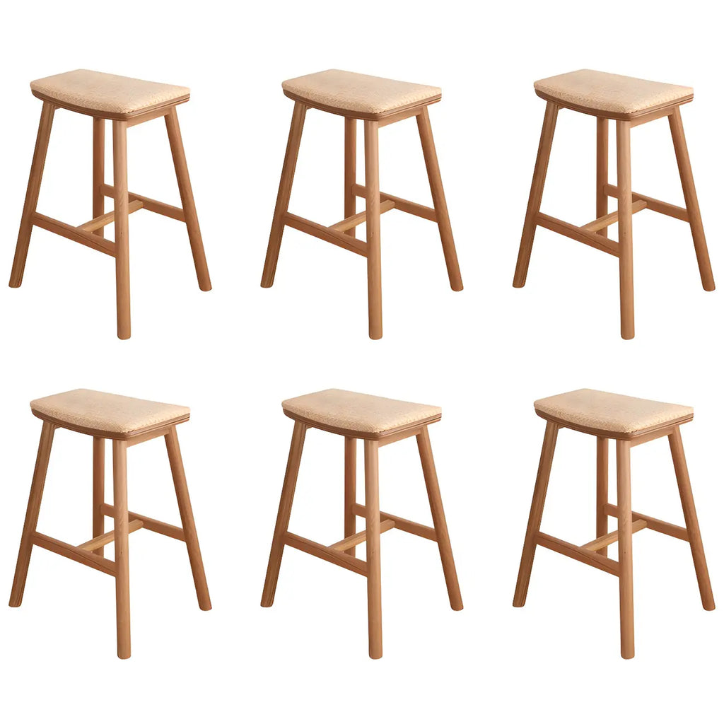 Tabourets de bar sans dossier en rotin et bois de chêne brun