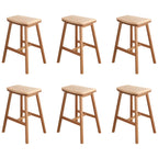 Tabourets de bar sans dossier en rotin et bois de chêne brun