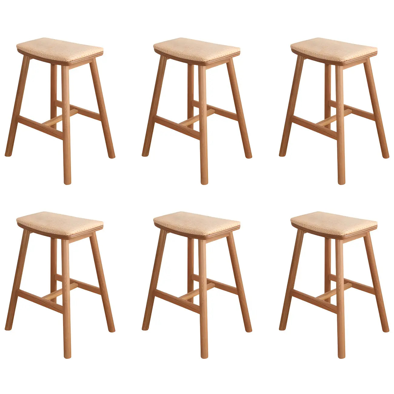 Tabourets de bar sans dossier en rotin et bois de chêne brun