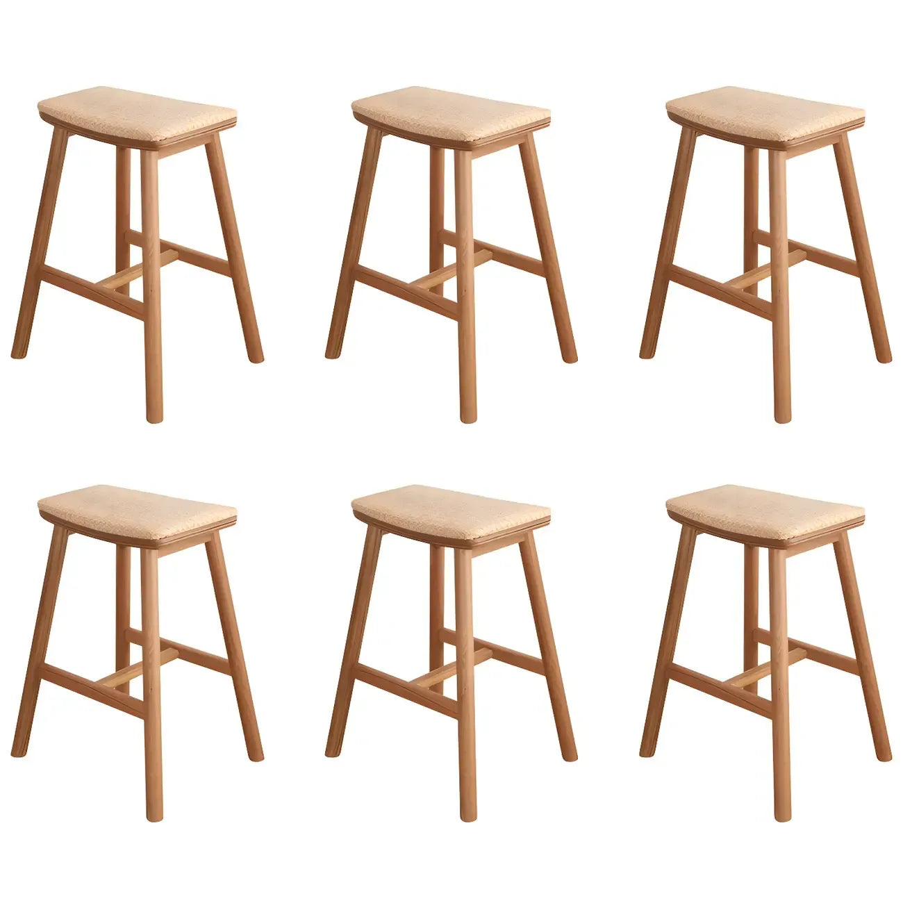 Tabourets de bar sans dossier en rotin et bois de chêne brun