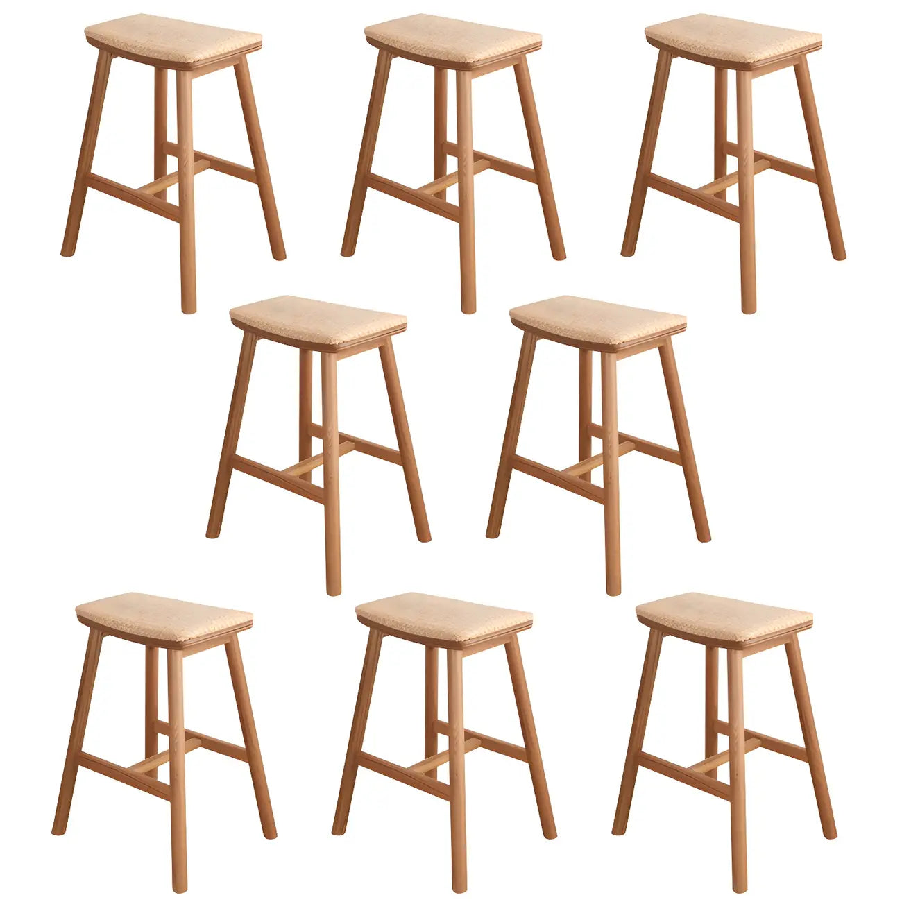 Tabourets de bar sans dossier en rotin et bois de chêne brun