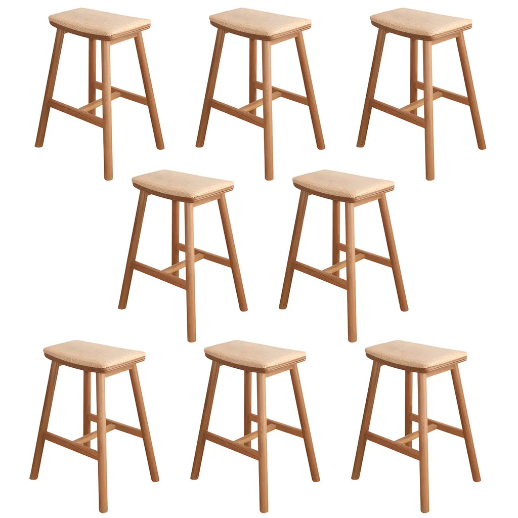 Tabourets de bar sans dossier en rotin et bois de chêne brun