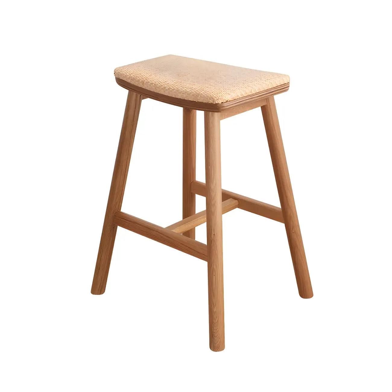 Tabourets de bar sans dossier en rotin et bois de chêne brun