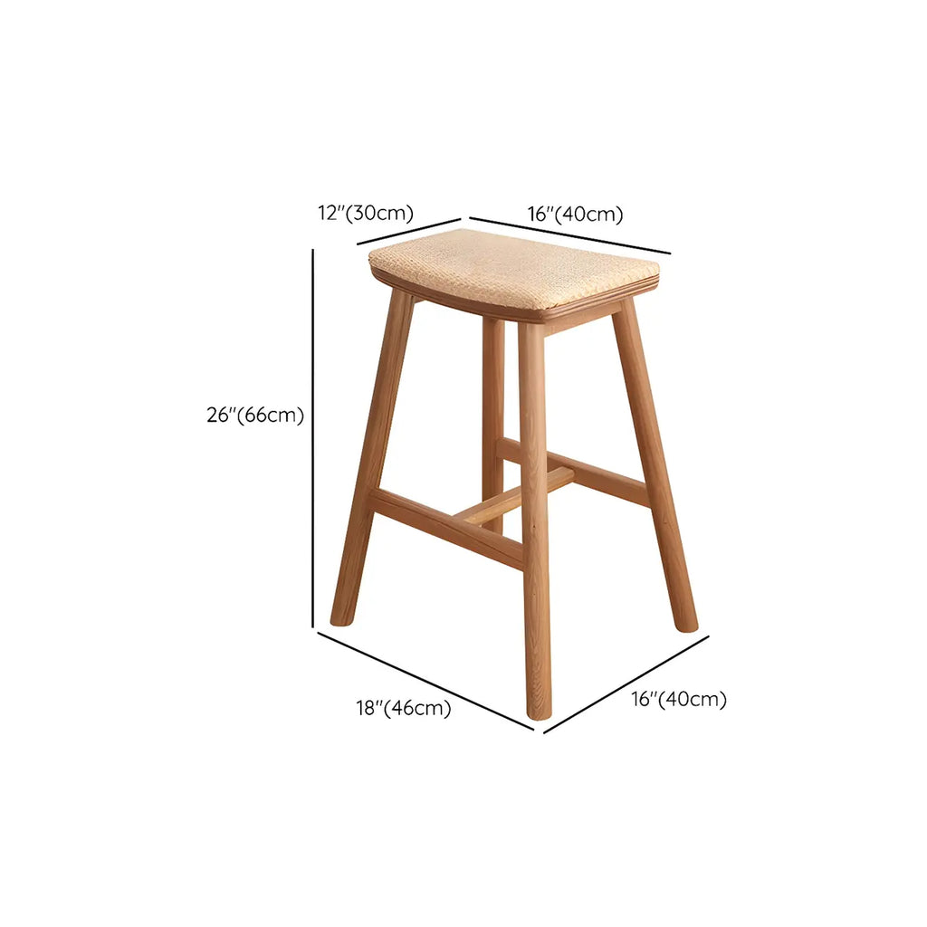 Tabourets de bar sans dossier en rotin et bois de chêne brun