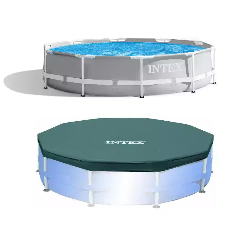 Intex 10'x30 Round Above Ground Swimming Pool & 10' Round Swimming Pool Cover