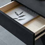 Petite table de chevet avec tiroirs et pieds en X en bois noir